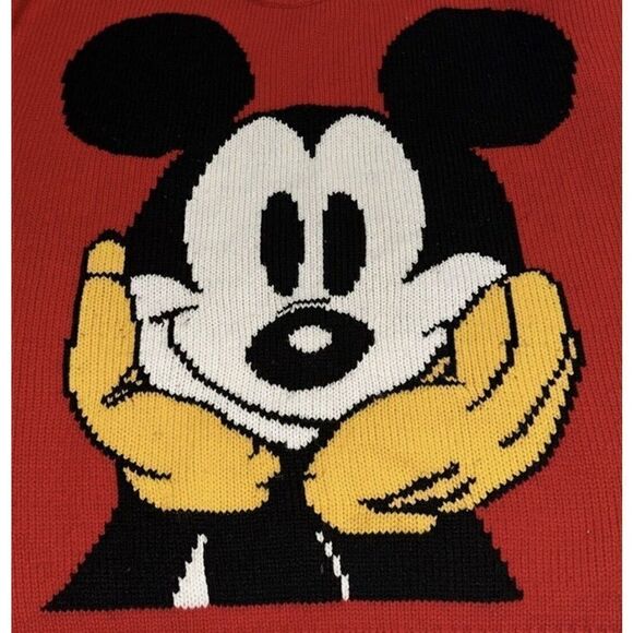 Vintage Disney Mickey Mouse Acrylic Knit Red Graphic Sweater 3X Mickey & Co. - Picture 5 of 5